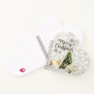 Weihnachtsbälle, Pine Tree, Deer, Glittery Bokeh Notizbuch
