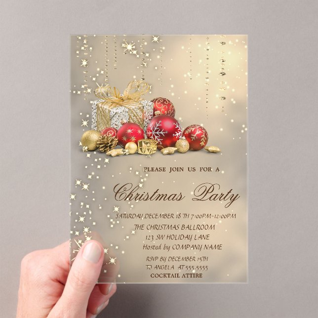 Weihnachtsbälle präsentiert Gold Weihnachten Party Acryleinladungen (Insitu (Handheld))