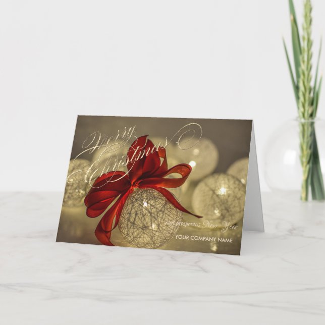 Weihnachtsbälle Red Bow Company Gruß Feiertagskarte (Vorderseite)