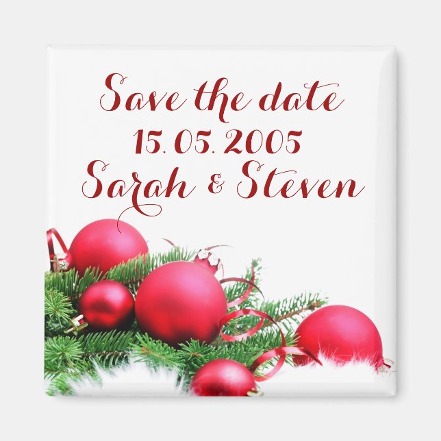 Weihnachtsbälle Save the Date Magnet (Vorne)