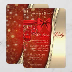 Weihnachtsbälle, Schleife, Rot, Gold Corporate Par Einladung