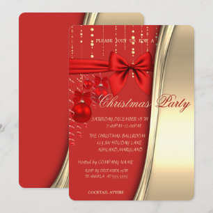 Weihnachtsbälle, Schleife, Rot, Gold Corporate Par Einladung