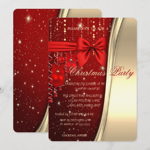 Weihnachtsbälle, Schleife, Rot, Gold Corporate Par Einladung