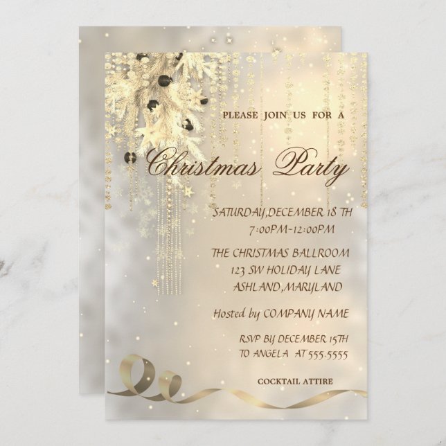 Weihnachtsbälle, Schneeflocken, korporiertes Party Einladung (Vorne/Hinten)