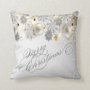 Weihnachtsbälle,Schneeflocken,Lichter, Frohe Weihn Kissen