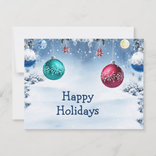 Weihnachtsbälle Schneeurlaub Postkarte