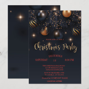 Weihnachtsbälle Schwarze Firmenparty Einladung