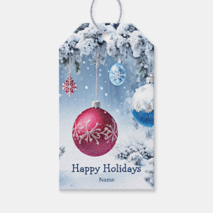 Weihnachtsbälle Verschneite Weihnachts-Geschenk-An Geschenkanhänger