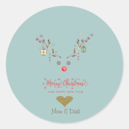 Weihnachtsbälle Wasserfarbe Reindei Weihnachtssäck Runder Aufkleber