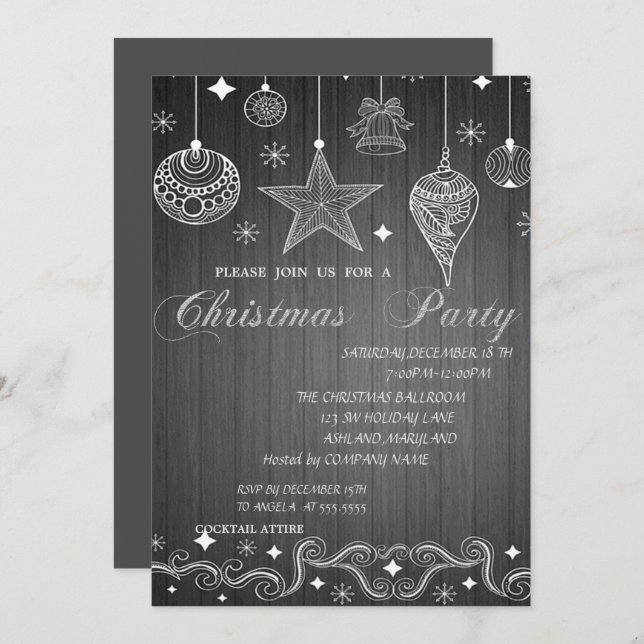 Weihnachtsbälle, Weihnachtsfeiertage Party Einladung (Vorne/Hinten)