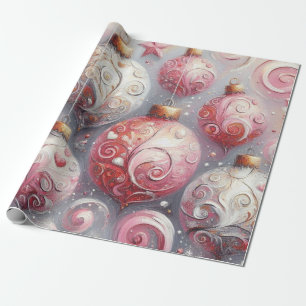 Weihnachtsbälle Whimsical Wirbel Pink White Gray Geschenkpapier