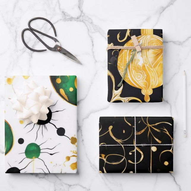 Weihnachtsbälle zum Feiern Geschenkpapier Set (Vorderseite)