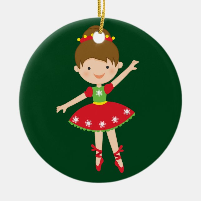 Weihnachtsballerina-einseitige Verzierung Keramik Ornament (Vorne)