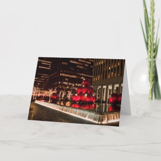 Weihnachtsbällerockefeller-Mitte Feiertagskarte (Vorderseite)