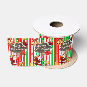 Weihnachtsband, Frohe Weihnachten Santa Elf Satinband