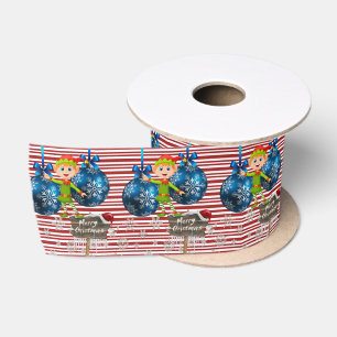 Weihnachtsband, Fröhlicher Weihnachtself Satinband