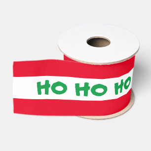 Weihnachtsband & Ho Ho Ho Streifen Rot/Grün Text Ripsband