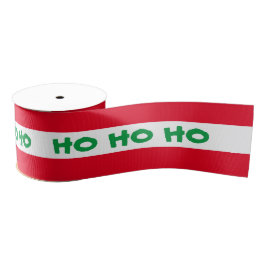 Weihnachtsband & Ho Ho Ho Strip Roter/Grüner Text Ripsband