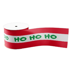 Weihnachtsband & Ho Ho Ho Strip Roter/Grüner Text Ripsband