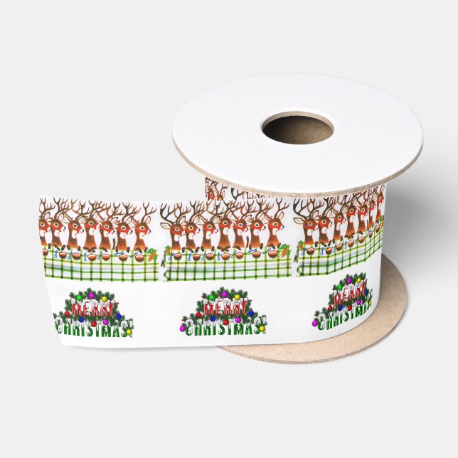 Weihnachtsband, Rentier Satinband (Spule)