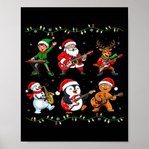 Weihnachtsband Santa Elf Rentier Gitarre Rock And  Poster