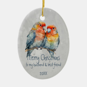 Weihnachtsband und bester Freund Parrot Couple Keramik Ornament