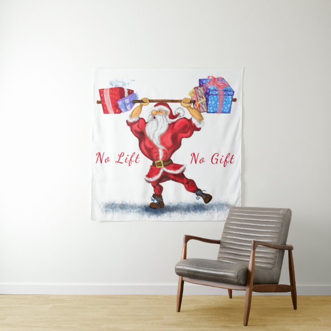 Weihnachtsbände Bodybuilder Weihnachtsmann mit Ges Wandteppich (Beispiel)