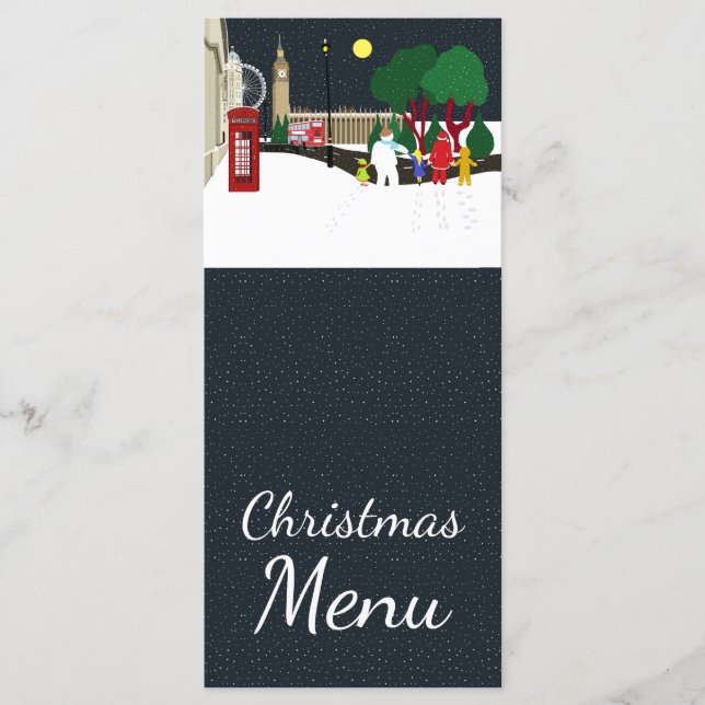 Weihnachtsbande im Londoner Menü Menükarte (Vorderseite)