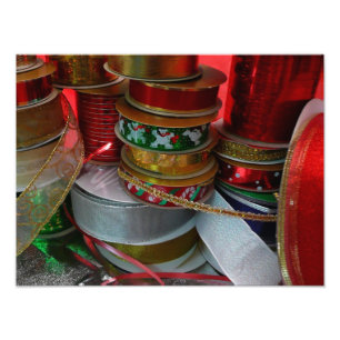 Weihnachtsbandrollen in Rot und Gold Fotodruck