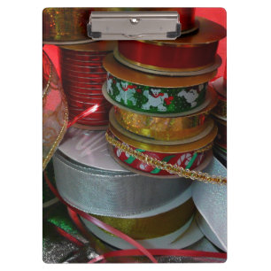 Weihnachtsbandrollen in Rot und Gold Klemmbrett