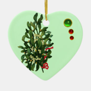 WEIHNACHTSBANJO MIT MISTELZWEIGEN UND STECHPALMENB KERAMIKORNAMENT