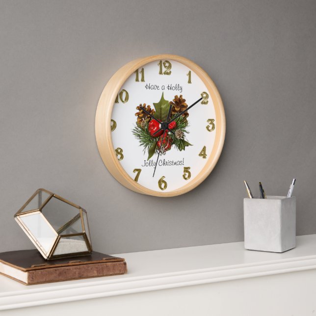 Weihnachtsbankdesign Wanduhr (Büro)