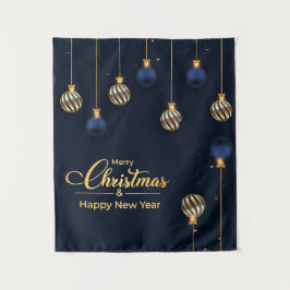 Weihnachtsbanner blauen Gold Dekorationen grüßen Wandteppich