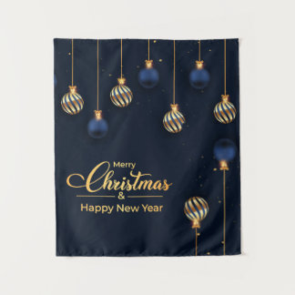 Weihnachtsbanner blauen Gold Dekorationen grüßen Wandteppich