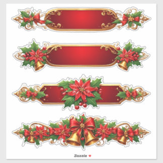 Weihnachtsbanner mit Poinsettias Aufkleber