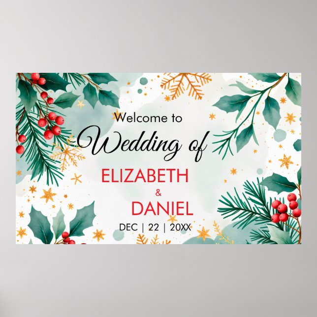 Weihnachtsbanner mit Wasserfarbe Poster (Vorne)