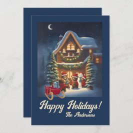 Weihnachtsbär 1, Happy Holidays, Weihnachtskarte Einladung