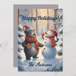 Weihnachtsbär 4, Happy Holidays, Weihnachtskarte Einladung