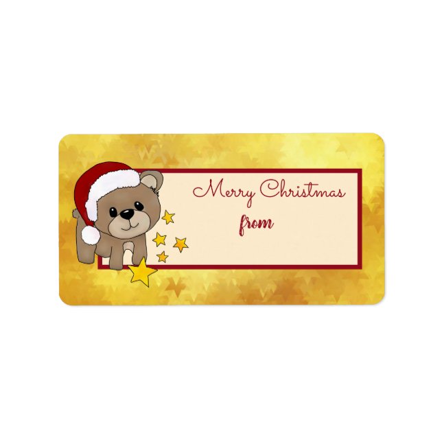 Weihnachtsbär Adressaufkleber (Vorne)