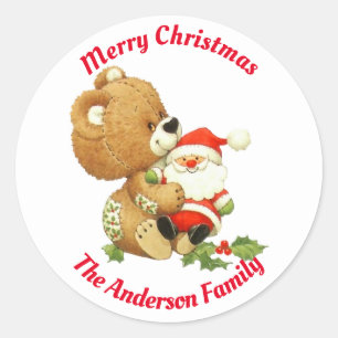 Weihnachtsbär-Aufkleber Runder Aufkleber