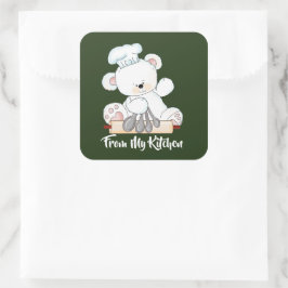 Weihnachtsbär Backkochaufkleber Quadratischer Aufkleber