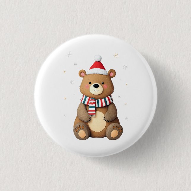 Weihnachtsbär Button (Vorderseite)