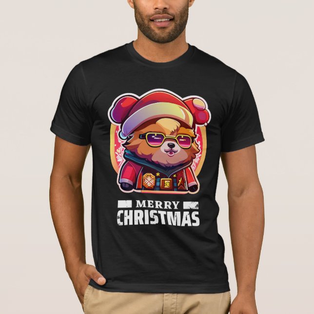 Weihnachtsbär Cartoon T - Shirt (Vorderseite)