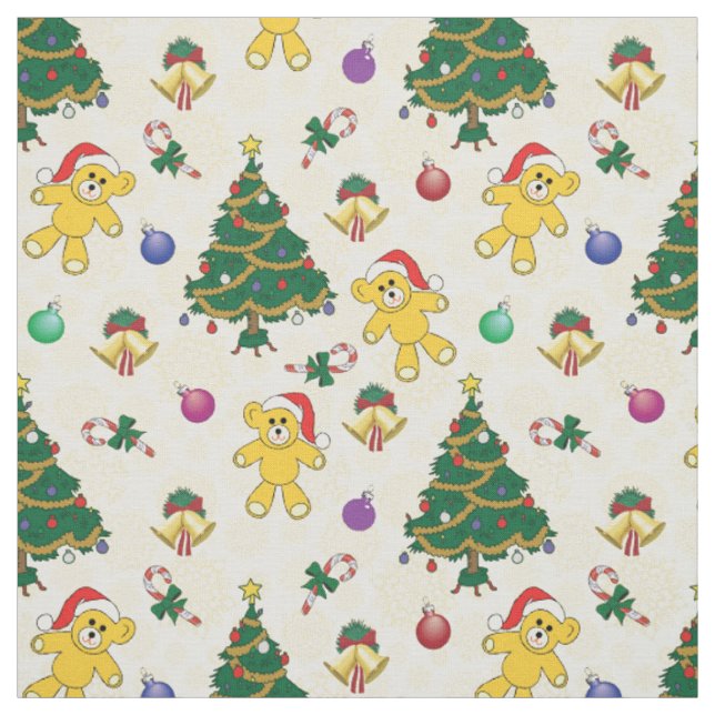 Weihnachtsbär, Glocken und Baum Stoff (Muster)