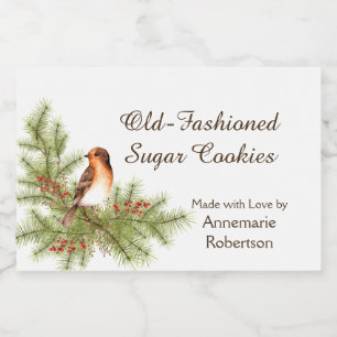 Weihnachtsbär Holly Berries Pine Lebensmitteletikett