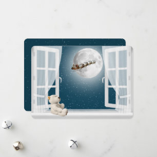 Weihnachtsbär im Fenster Feiertagskarte