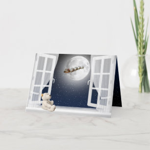 Weihnachtsbär im Fenster Feiertagskarte