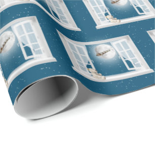 Weihnachtsbär im Fenster Geschenkpapier