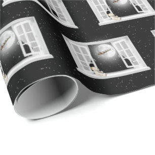 Weihnachtsbär im Fenster Geschenkpapier