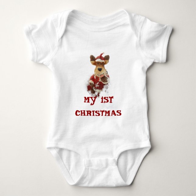 Weihnachtsbär im Schnee Baby Strampler (Vorderseite)